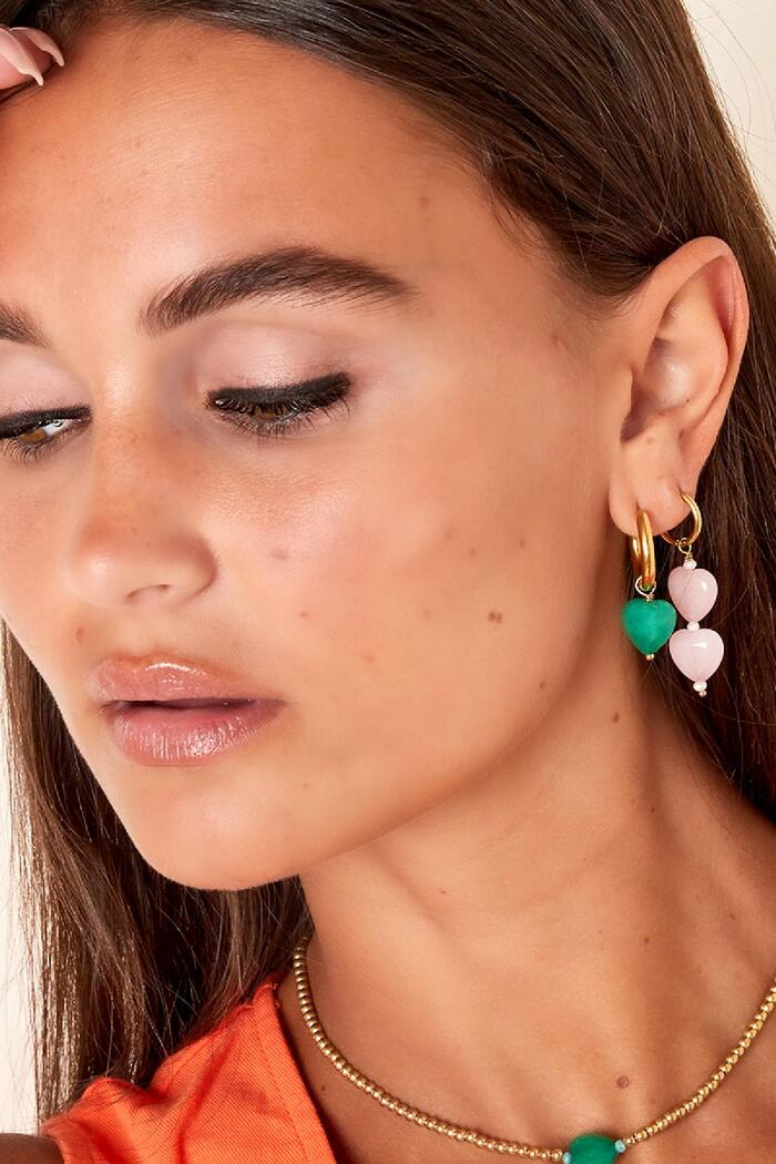 Boucles d'oreilles double coeur - collection #summergirls Rose Acier inoxydable Image2